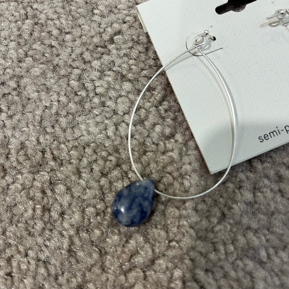 A.N.A. Semi Precious Teardrop Hoop Earrings - Picture 2 of 3